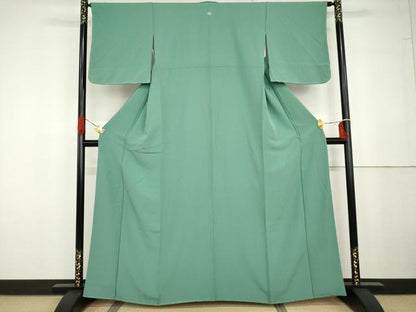 平和屋着物●上質な色無地　青磁色　正絹　逸品　未使用　AABG6630cs