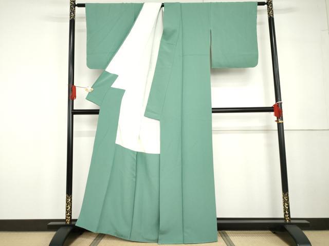 平和屋着物●上質な色無地　青磁色　正絹　逸品　未使用　AABG6630cs
