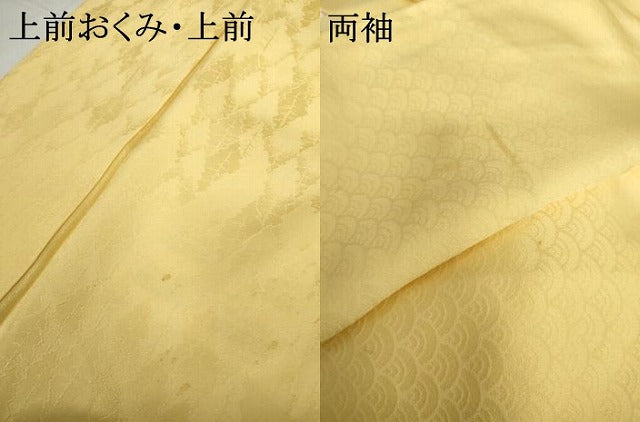 平和屋着物●無地絵羽訪問着　刺繍　樹林地紋　花葉色　正絹　逸品　未使用　AABG6631cs