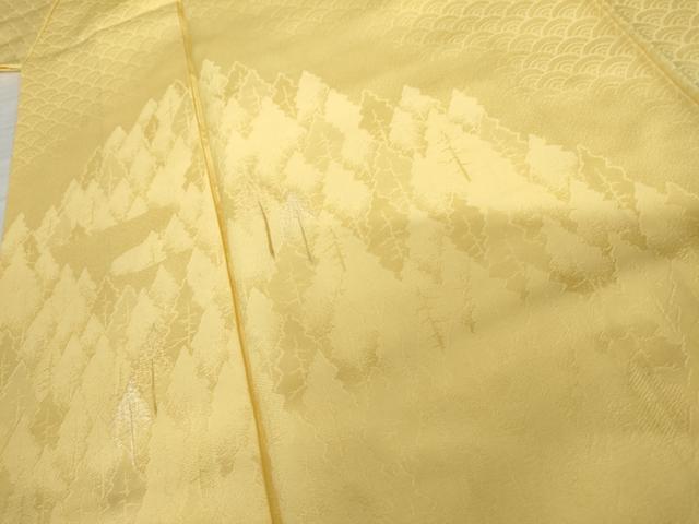 平和屋着物●無地絵羽訪問着　刺繍　樹林地紋　花葉色　正絹　逸品　未使用　AABG6631cs