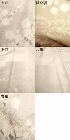 平和屋着物●十日町　名門　滝泰謹製　訪問着　刺繍　扇面流水花文　暈し染め　金糸　金彩　正絹　逸品　AABG6633cs
