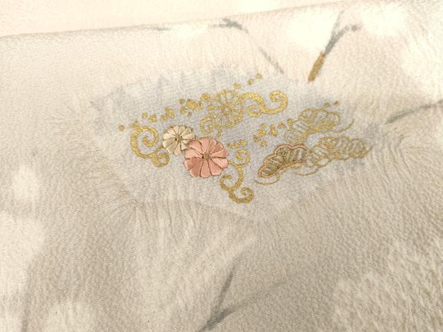 平和屋着物●十日町　名門　滝泰謹製　訪問着　刺繍　扇面流水花文　暈し染め　金糸　金彩　正絹　逸品　AABG6633cs