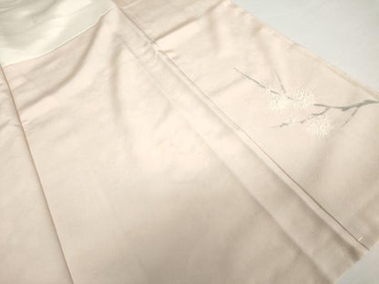 平和屋着物●十日町　名門　滝泰謹製　訪問着　刺繍　扇面流水花文　暈し染め　金糸　金彩　正絹　逸品　AABG6633cs