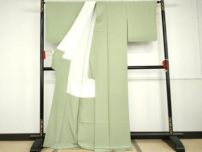 平和屋着物●上質な色無地　若菜色　ますいわ屋扱い　正絹　逸品　未使用　AABG6637cs