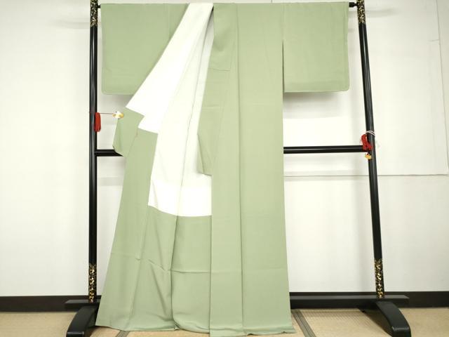 平和屋着物●上質な色無地　若菜色　ますいわ屋扱い　正絹　逸品　未使用　AABG6637cs
