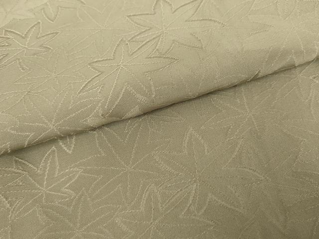 平和屋着物●上質な色無地　楓地紋　生壁色　正絹　逸品　AABG6638cs