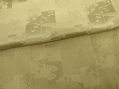 平和屋着物●上質な色無地　色紙重ね草花地紋　青朽葉色　正絹　逸品　未使用　AABG6639cs