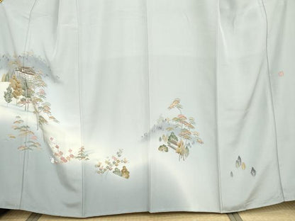 平和屋着物●訪問着　友禅　作家物　風景梅松文　暈し染め　正絹　逸品　AABG6640cs