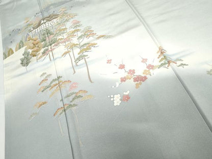 平和屋着物●訪問着　友禅　作家物　風景梅松文　暈し染め　正絹　逸品　AABG6640cs