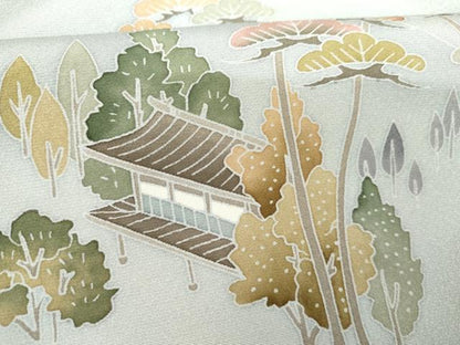 平和屋着物●訪問着　友禅　作家物　風景梅松文　暈し染め　正絹　逸品　AABG6640cs