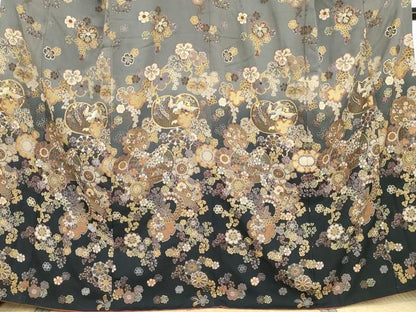 平和屋着物●訪問着　中国三大刺繍　汕頭刺繍　スワトウ刺繍　鳳凰雪輪吉祥花文　暈し染め　正絹　逸品　AABG6641cs
