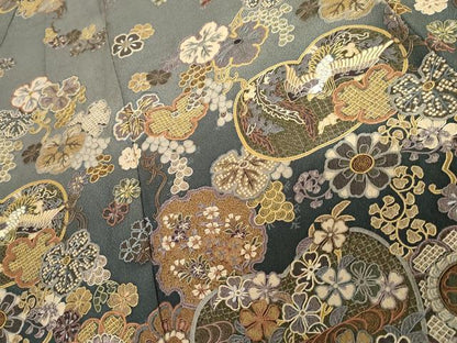 平和屋着物●訪問着　中国三大刺繍　汕頭刺繍　スワトウ刺繍　鳳凰雪輪吉祥花文　暈し染め　正絹　逸品　AABG6641cs