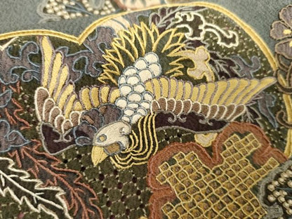 平和屋着物●訪問着　中国三大刺繍　汕頭刺繍　スワトウ刺繍　鳳凰雪輪吉祥花文　暈し染め　正絹　逸品　AABG6641cs