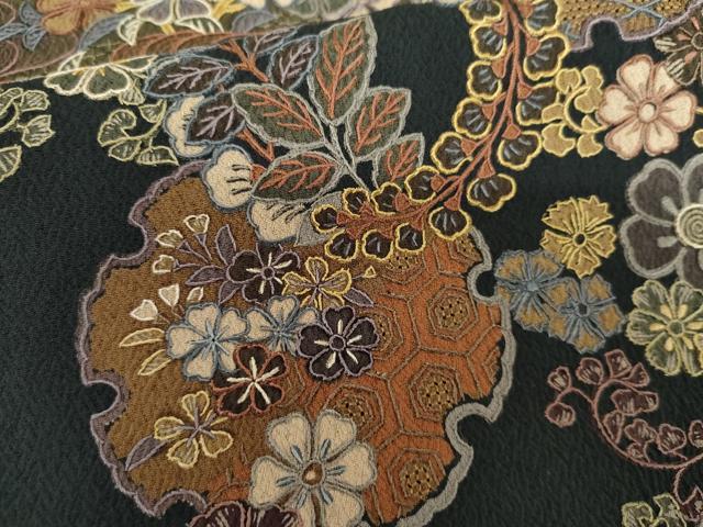 平和屋着物●訪問着　中国三大刺繍　汕頭刺繍　スワトウ刺繍　鳳凰雪輪吉祥花文　暈し染め　正絹　逸品　AABG6641cs