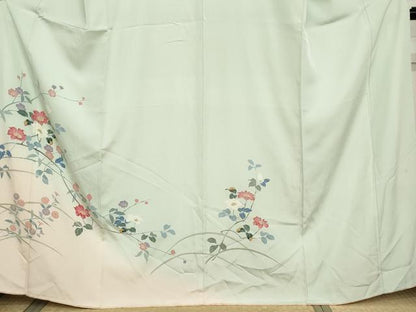 平和屋着物●訪問着　友禅　枝花文　暈し染め　正絹　逸品　AABG6642cs