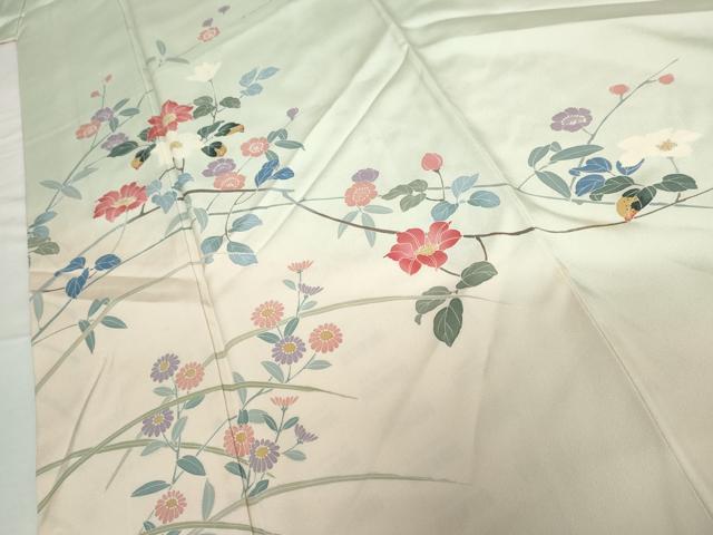平和屋着物●訪問着　友禅　枝花文　暈し染め　正絹　逸品　AABG6642cs