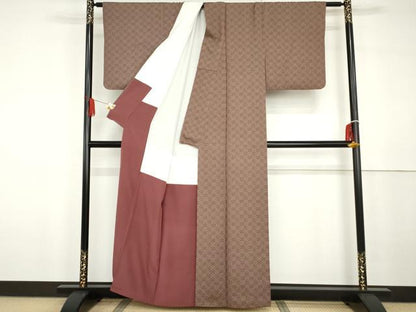 平和屋着物●上質な小紋　花菱文　正絹　逸品　AABG6643cs