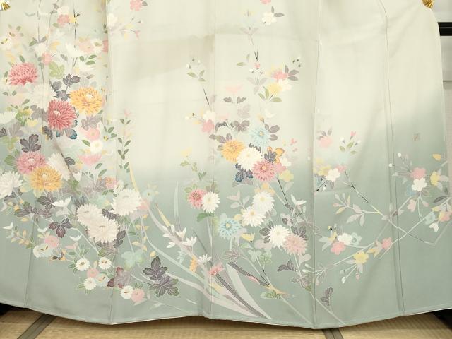 平和屋着物●訪問着　友禅　作家物　松月　枝花文　暈し染め　正絹　逸品　AABG6644cs