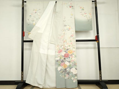 平和屋着物●訪問着　友禅　作家物　松月　枝花文　暈し染め　正絹　逸品　AABG6644cs