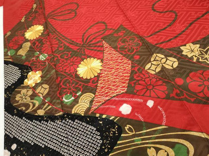 平和屋着物●豪華振袖　駒刺繍　絞り　几帳流水花文　金彩　正絹　逸品　AABG6647cs