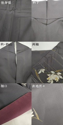 平和屋着物●訪問着　枝花文　金銀彩　正絹　逸品　AABG6653cs