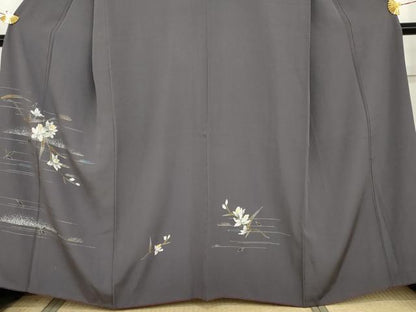平和屋着物●訪問着　枝花文　金銀彩　正絹　逸品　AABG6653cs
