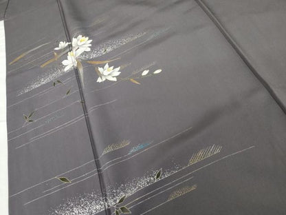 平和屋着物●訪問着　枝花文　金銀彩　正絹　逸品　AABG6653cs