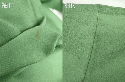 平和屋着物●上質な色無地　紋意匠　薄緑色　正絹　逸品　AABG6654cs
