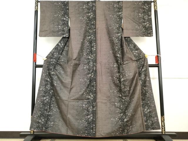 平和屋着物●本場大島紬　泥染め　カタス7マルキ　枝葉間道　正絹　逸品　AABG6655cs