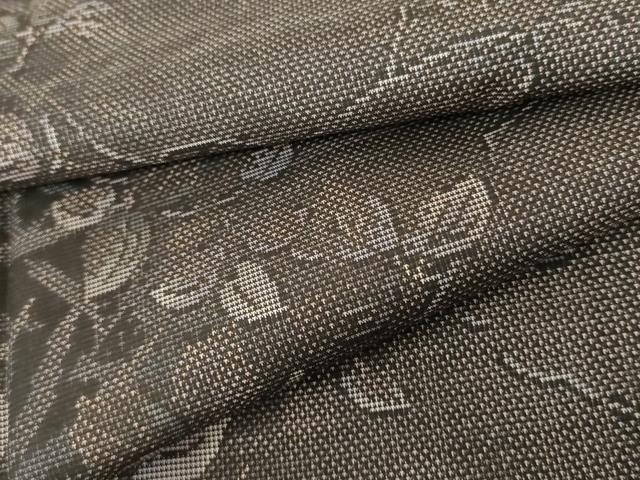 平和屋着物●本場大島紬　泥染め　カタス7マルキ　枝葉間道　正絹　逸品　AABG6655cs