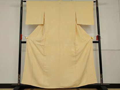 平和屋着物●上質な色無地　雲取り吉祥菱文　蜂蜜色　正絹　逸品　AABG6656cs