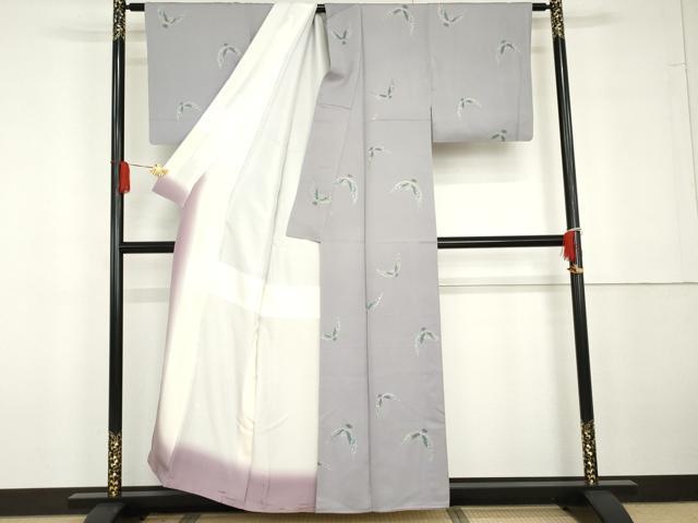 平和屋着物●染色作家　斉藤三才　小紋　三才鳥　金彩　正絹　逸品　AABG6657cs