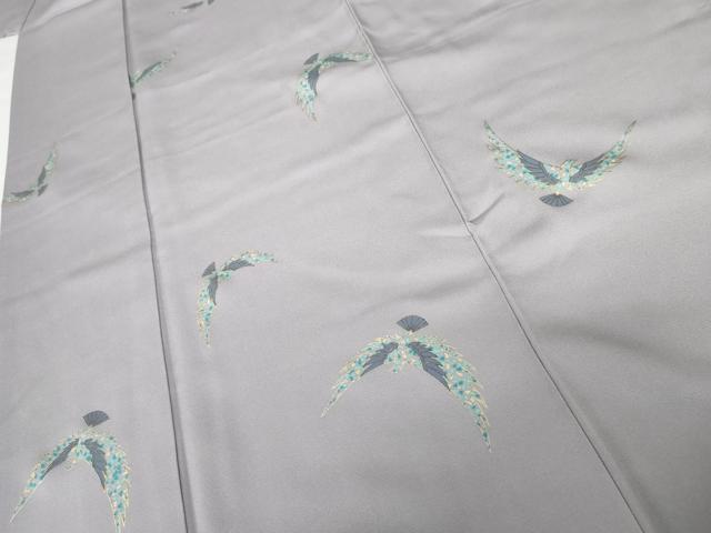 平和屋着物●染色作家　斉藤三才　小紋　三才鳥　金彩　正絹　逸品　AABG6657cs