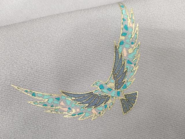 平和屋着物●染色作家　斉藤三才　小紋　三才鳥　金彩　正絹　逸品　AABG6657cs