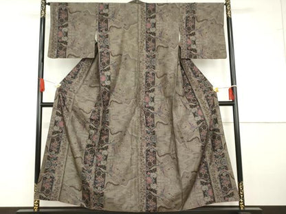 平和屋着物●本場大島紬　泥染め　カタス7マルキ　鳳凰花間道　正絹　逸品　AABG6659cs