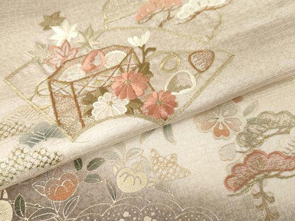 平和屋着物●訪問着　刺繍　貝桶花文　暈し染め　金銀彩　金糸　正絹　逸品　AABG6662cs