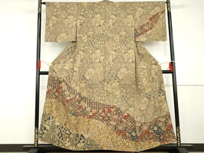平和屋着物●二代目更甚　江戸更紗　訪問着　更紗花鳥文　正絹　逸品　AABG6663cs