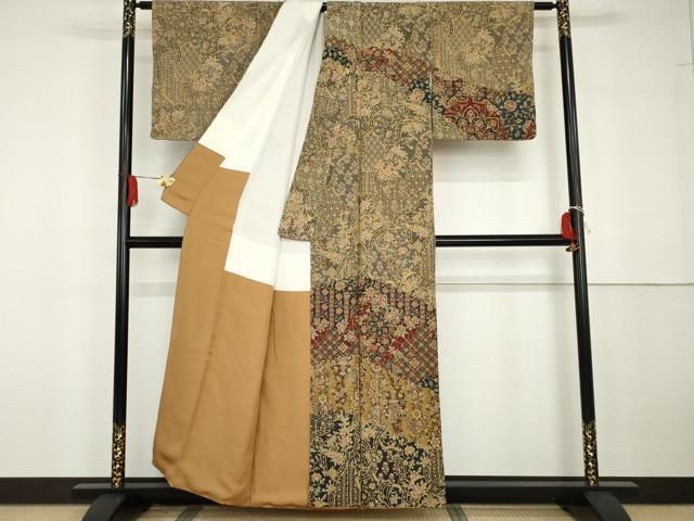 平和屋着物●二代目更甚　江戸更紗　訪問着　更紗花鳥文　正絹　逸品　AABG6663cs