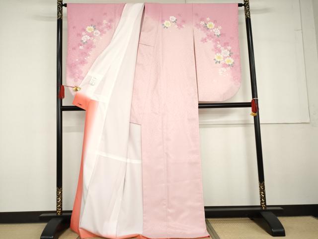 平和屋着物●小振袖　二尺袖　舞花文　暈し染め　銀彩　AABG6667cs