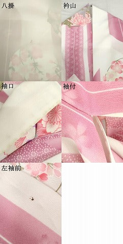 平和屋着物●小振袖　二尺袖　花丸文　洗える着物　AABG6668cs