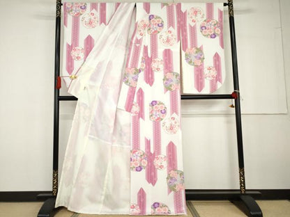平和屋着物●小振袖　二尺袖　花丸文　洗える着物　AABG6668cs