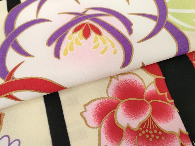 平和屋着物●小振袖　二尺袖　格子花文　暈し染め　金彩　AABG6673cs