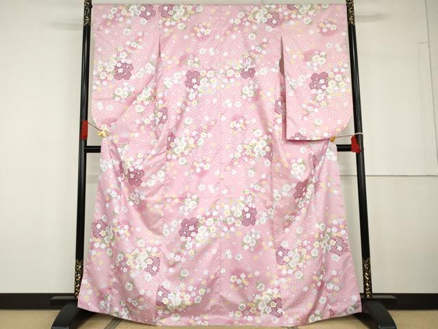 平和屋着物●小振袖　二尺袖　舞花文　暈し染め　金彩　洗える着物　AABG6674cs