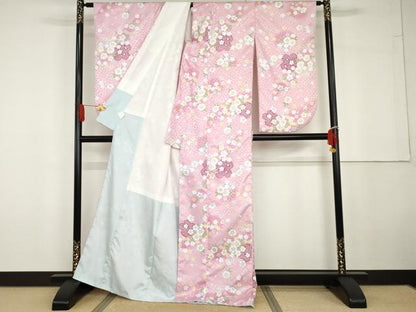 平和屋着物●小振袖　二尺袖　舞花文　暈し染め　金彩　洗える着物　AABG6674cs