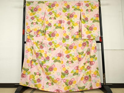 平和屋着物●小振袖　二尺袖　花松文　金彩　AABG6678cs