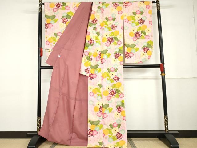 平和屋着物●小振袖　二尺袖　花松文　金彩　AABG6678cs