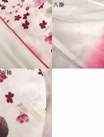平和屋着物●H・L（アッシュエル）　HENRI-LUC CHAPUIS　小振袖　二尺袖　草花文　薔薇　金彩　洗える着物　AABG6679cs