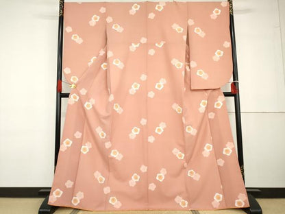 平和屋着物●小振袖　二尺袖　舞梅文　洗える着物　AABG6680cs