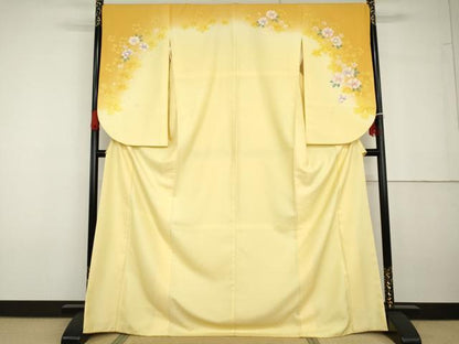 平和屋着物●小振袖　二尺袖　舞花文　暈し染め　銀彩　洗える着物　AABG6690cs