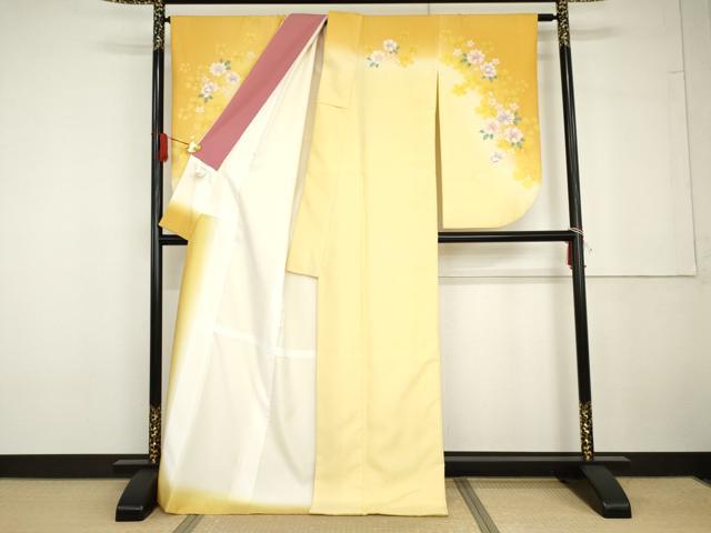 平和屋着物●小振袖　二尺袖　舞花文　暈し染め　銀彩　洗える着物　AABG6690cs